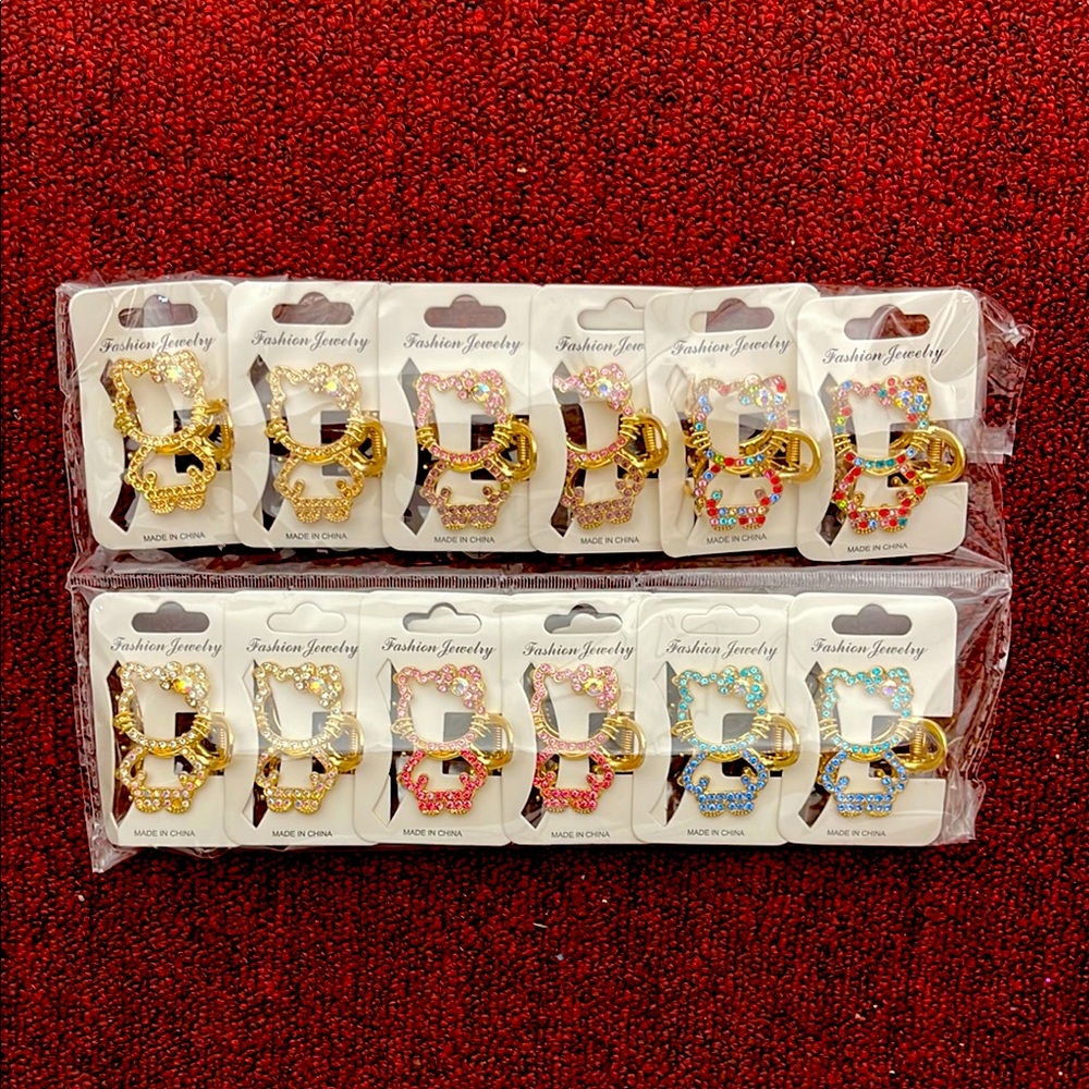 Gold and Silver Hello Kitty Hair Clip Set